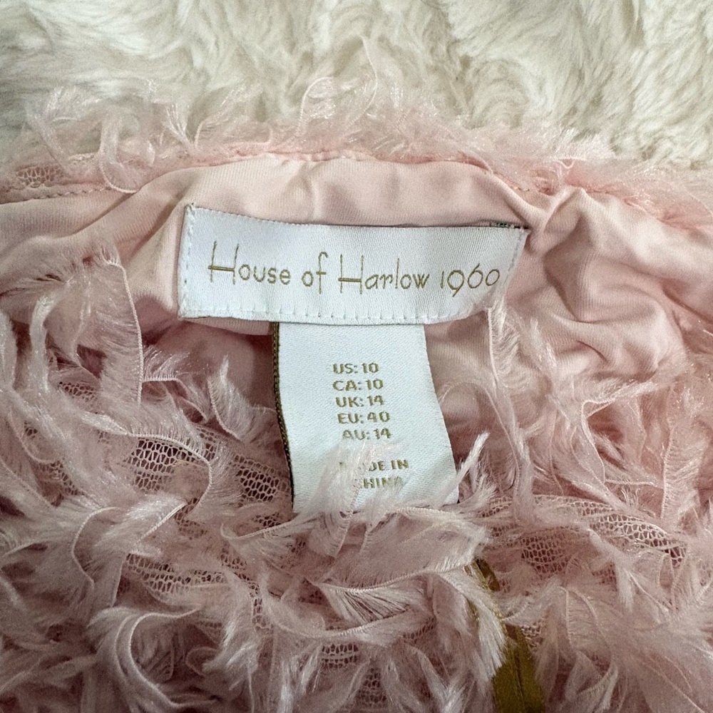 House of Harlow 1960 Pale Pink Feather Cropped Top US 10 Cocktail Hour - Picture 4 of 9